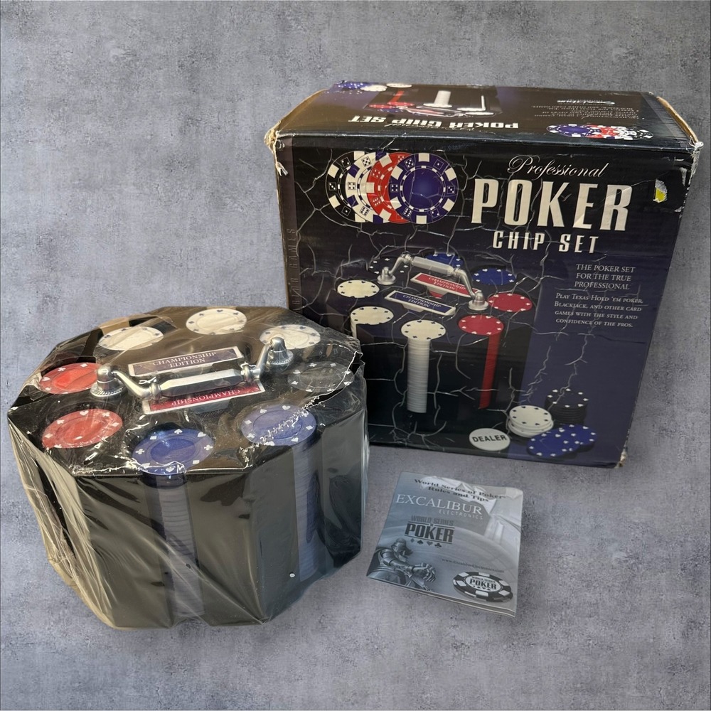 Professional Poker Chip Set Championship Edition Excalibur Electronics w/‎ Rules